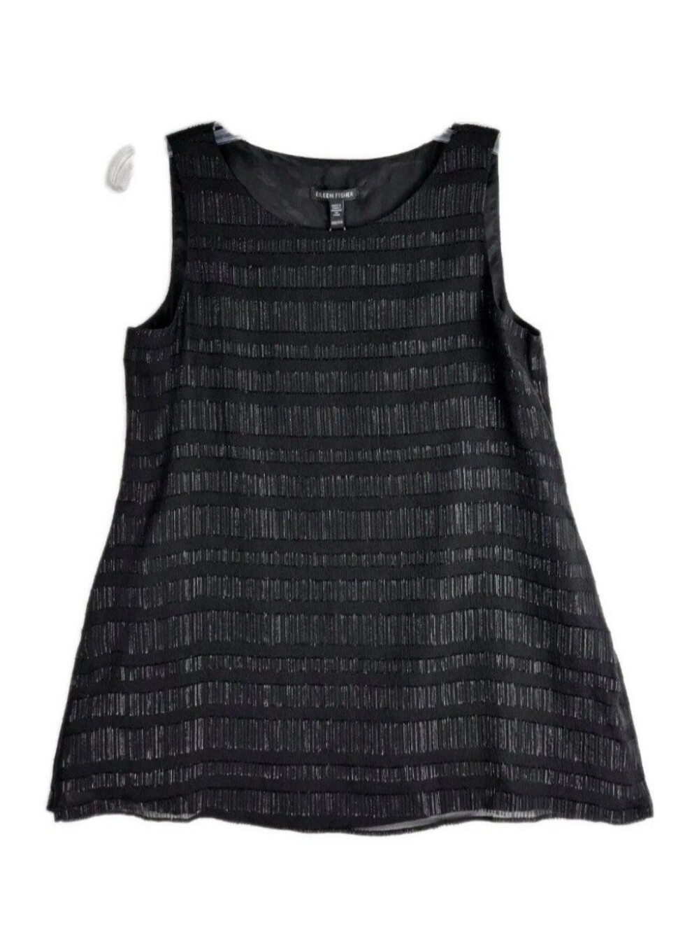 Eileen Fisher Womens Black Sleeveless Tunic size M Metallic Accents NWT.     56
